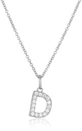 Amazon CollectionPlatinum Plated Sterling Silver Swarovski Zirconia Initial