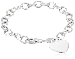 Sterling Silver Heart-Tag Bracelet, 7.5