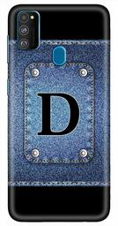 Amazon Brand - Solimo Designer Button Jeans Alphabet-D 3D Printed Hard Back Case Mobile Cover for Samsung Galaxy M21 / M30s