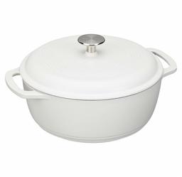 AmazonBasics Enameled Cast Iron Dutch Oven - 4.3-Quart, Matte White