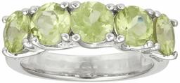 [Find] Amazon Collection Rhodium Plated Sterling siruba-raundokattonatyuraruperidotto 5 Stone Ring, Size 9 