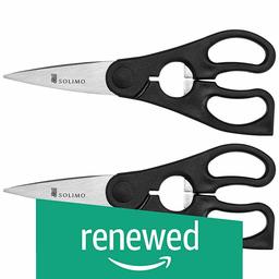 (Renewed) Amazon Brand - Solimo Premium High-Carbon Stainless Steel Small Detachable Kitchen Shears Set, Set of 2, Silver