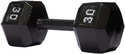 AmazonBasics Cast Iron Hex Dumbbell Weight - 11.6 x 5.2 x 4.5 Inches, 30 Pounds, Black