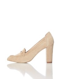 Amazon Brand - find. Preppy, Women's Loafer pumps Closed-Toe Heels, Beige (Light Tan), US 8.5