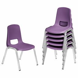 AmazonBasics 12 Inch School Classroom Stack Chair, Chrome Legs, Purple, 6-Pack