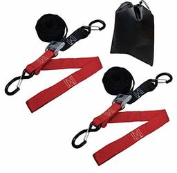 AmazonBasics Tiedown Set with Integrated Soft Loops, 3,328lb Break Strength, Black & Red, 2-Pack