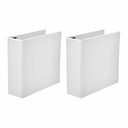 AmazonBasics Heavy-Duty D-Ring Binder - 3 Inch, White, 2-Pack