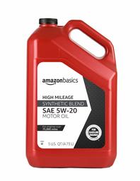 AmazonBasics High Mileage Motor Oil - Synthetic Blend - 5W-20-5 Quart