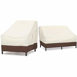 AmazonBasics Lounge Deep-Seat Patio Cover (Set of 2) WITH AmazonBasics 2-Seater Deep Lounge Sofa Patio Cover