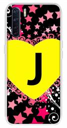 Amazon Brand - Solimo Designer Multicolor Heart Pattern Alphabet-J Printed Soft Back Case Mobile Cover for Oppo F15