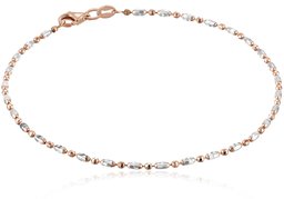 Italian Rose Gold-Tone and Polished Sterling Silver Mezzaluna Chain Anklet