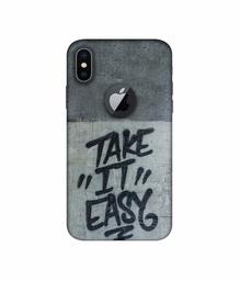 Amazon Brand - Solimo Designer Take It Easy 3D Printed Hard Back Case Mobile Cover for Apple iPhone X (Logo Cut)