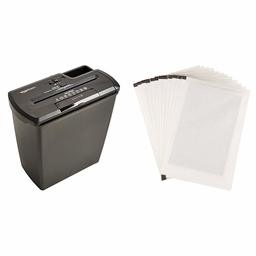 AmazonBasics 8 Sheet Strip Cut Shredder with CD Shred & Shredder Sharpening & Lubricant Sheets - Pack of 12