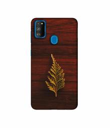 Amazon Brand - Solimo Designer Leaf on Wood 3D Printed Hard Back Case Mobile Cover for Samsung Galaxy M21 / M30s