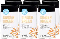 Amazon Brand - Happy Belly Green Tea Bags, Ginger, 20 Count (Pack of 6) (Previously Solimo)