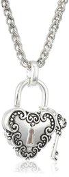 Silver Lock and Key Heart Charm Pendant Necklace, 18