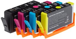 AmazonBasics - Cartucce d'inchiostro rigenerate, sostituiscono HP 364 (Nero, Ciano, Magenta e Giallo; pacco da 4)