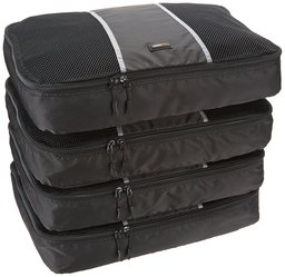 (Renewed) AmazonBasics Packing Cubes/Travel Pouch/Travel Organizer - Large, Black (4-Piece Set)