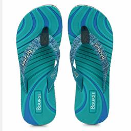 Bourge Women's Gallery-19 Sea Green and Navy Flip Flops-4 UK (36 EU) (5 US) (Gallery-19-04)