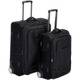 AmazonBasics 2 Piece Expandable Softside Luggage Suitcase With TSA Lock And Wheels Set - Black