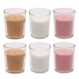 Amazon Brand - Solimo Votive Glass Candles, Pack of 6 (Scented - Rose, Jasmine & Sandalwood)