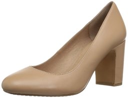 Amazon Brand - 206 Collective Women's Coyle Round Toe Block Heel Pump-High, Neutral leather, 11.5 B US