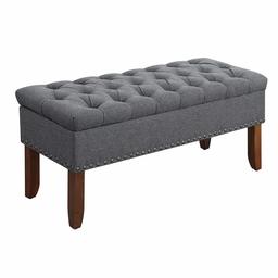 Amazon Brand – Ravenna Home Galer Tufted Nailhead Lift Top Storage Bedroom and Entryway Bench, 15.75