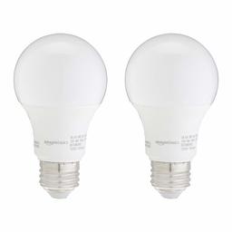 AmazonBasics – Bombilla LED equivalente a no regulable, 10.000 horas de vida útil, A19 (enchapada)