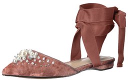 The Fix Porter Sandalia con Envoltura de Tobillo Puntiaguda con Perlas, para Mujer, Sorbet Crushed Velvet, 6.5 B(M) US