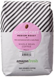 AmazonFresh Donut Cafe Whole Bean Coffee, Medium Roast, 32 Ounce