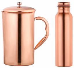 Amazon Brand - Solimo Copper Bottle and Jug Combo (Plain)