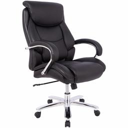 AmazonBasics Big & Tall Executive, Adjustable, Swivel Office Chair with Armrest, Black Leather