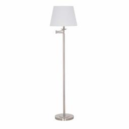 Amazon Brand – Ravenna Home Swing Arm Living Room Floor Lamp With LED Light Bulb - 58 Inches, Brushed Steel