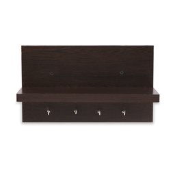 Amazon Brand - Solimo Wall-Mounted Wall Shelf with Key Hook (Matte Finish, Wenge)