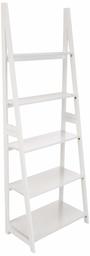 AmazonBasics Modern Ladder Bookcase with Solid Rubber Wood Frame - White (Renewed)