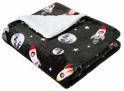 AmazonBasics Kids Ultra-Soft Micromink Sherpa Blanket - Twin, Space Cadet