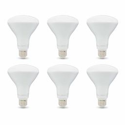 AmazonBasics - foco LED BR30 de 10.000 horas de vida Ãºtil regulable, BR30 - CEC compliant, Paquete 6, Blanco Suave