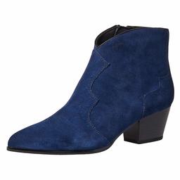 FIND Women's Ankle Boots in Suede Cowboy Style, Blue (Navy/Black), 5 UK,109921