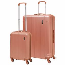 EONO Essentials ABS Hartschalenkoffer Reisetrolley Koffer mit 4 Rädern (Roségold ABS, 2 Stück Set 21/29