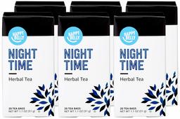 Amazon Brand - Happy Belly Herbal Tea Bags, Night Time, 20 Count (Pack of 6) (Previously Solimo)