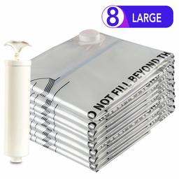Eono Essentials, Set da 8 Sacchetti salvaspazio sottovuoto per Vestiti con Pompa Manuale, Misura Large