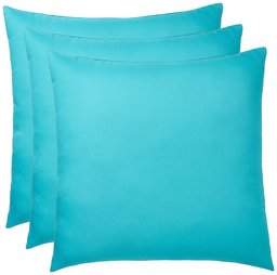 Amazon Brand - Solimo 3-Piece Medium-Sized Cushion Set (16 x16 Inches), Aqua Blue