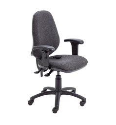 Office Hippo Physio Approved Ergonomic 2 Lever Office Chair with Height Adjustable Arms and Adjustable Lumbar Support, Fabric, Charcoal