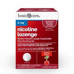 Amazon Basic Care Nicotine Polacrilex Lozenge, 2 mg (nicotine), Stop Smoking Aid, Cherry Flavor, 72 Count