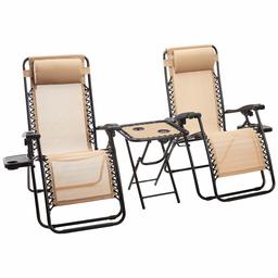 Amazon Basics Zero Gravity Chair with Side Table, Set of 2