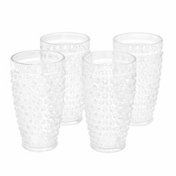 AmazonBasics Tritan Hobnail Texture Highball Glasses - 17-Ounce, Set of 4