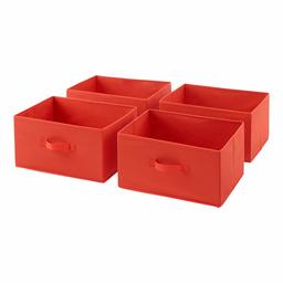 AmazonBasics Fabric 4-Drawer Storage Organizer - Replacement Drawers, Red (Renewed)