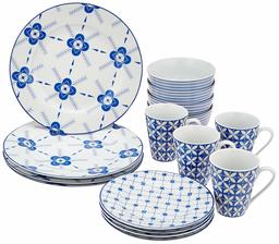 Amazon Brand - Solimo 16 Piece Porcelain Dinnerware Set (Blue Floral)