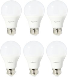 AmazonBasics 40 Watt Equivalent, Soft White, Non-Dimmable, 15,000 Hour Lifetime, A19 LED Light Bulb | 6-Pack