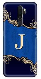 Amazon Brand - Solimo Designer Blue Pattern Alphabet-J 3D Printed Hard Back Case Mobile Cover for Oppo A9 (2020)